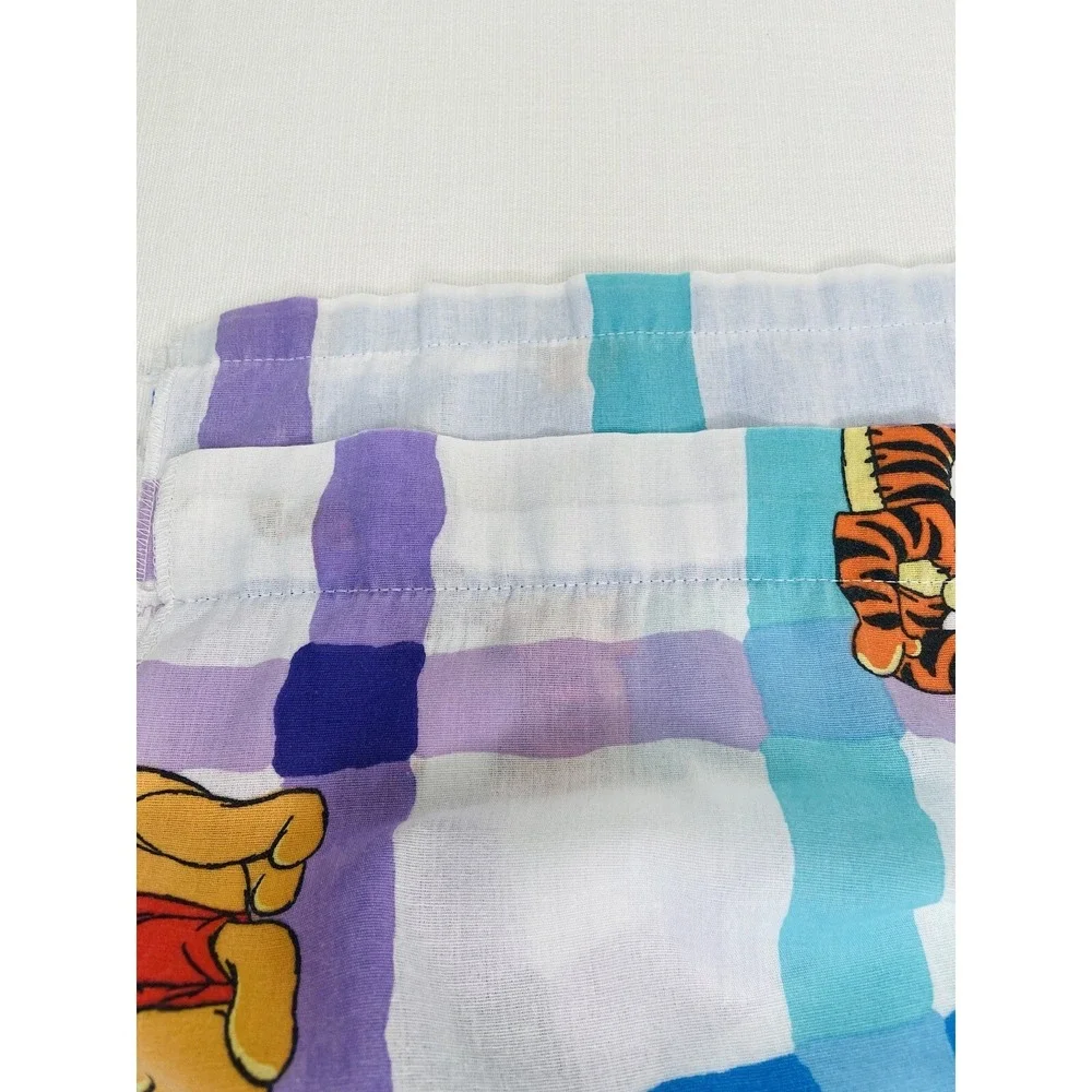 Vintage Winnie The Pooh and Tigger Flat Sheet Twin Size Plaid Ladybugs